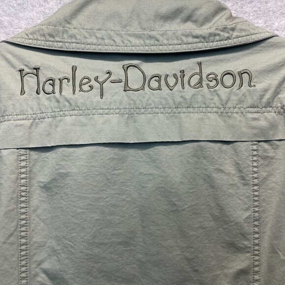 Harley Davidson Lightweight Jacket Womens Small Green‎ Full Zip Embroidered Belt - Picture 9 of 15